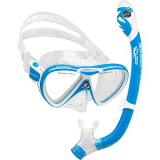 Cressi Pegaso + Iguana Dry Junior Combo (Blue/White)